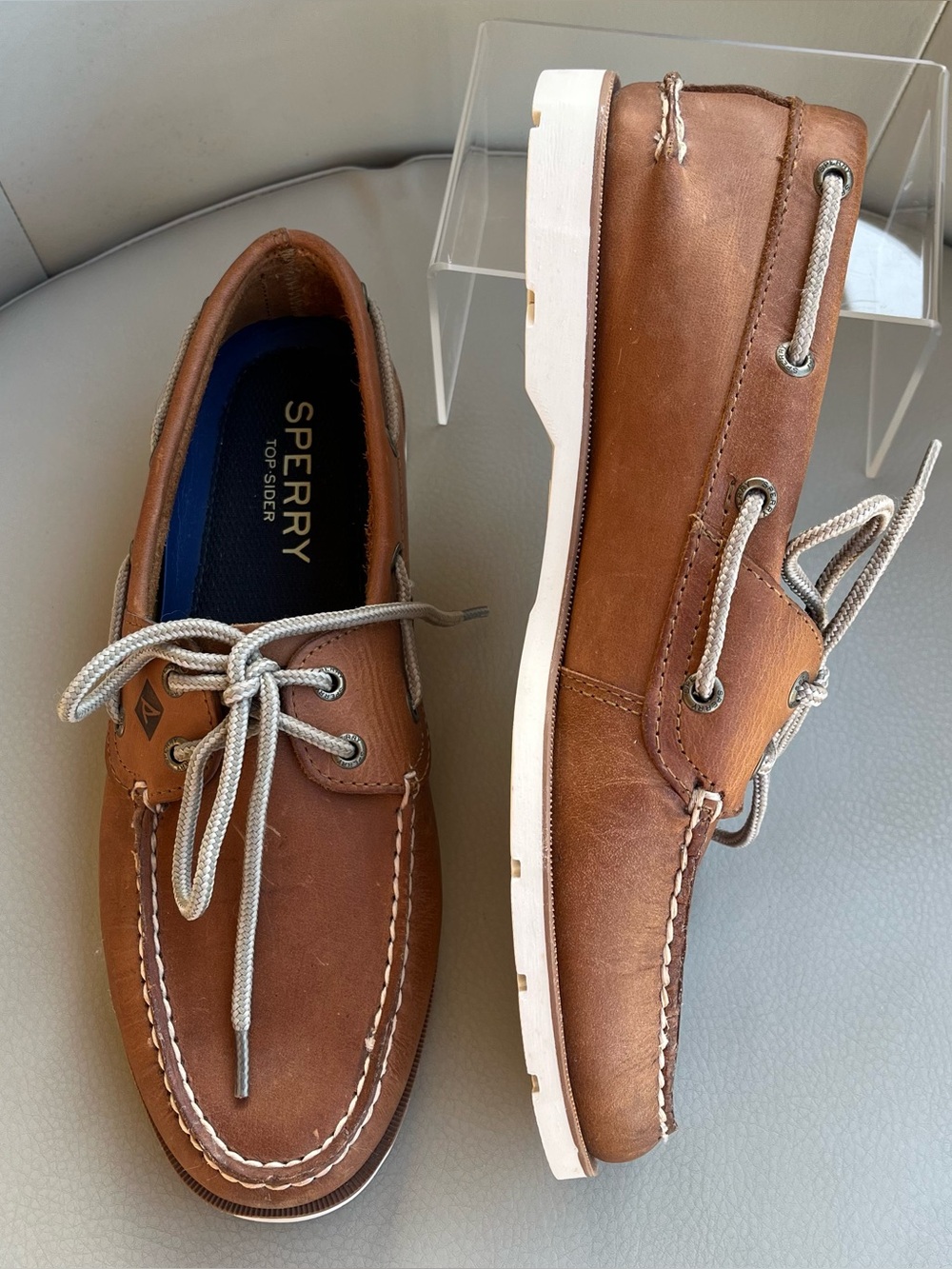 Sperry Top Sider Boat Shoes Lace Up Loafers Brown Leather STS12002 Size 10M